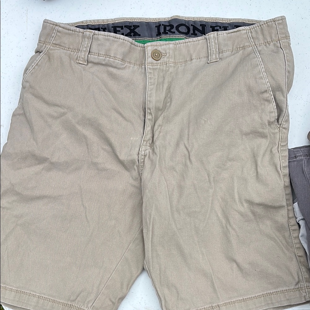 Tan Flat Front Casual Shorts with Elastic Waistband